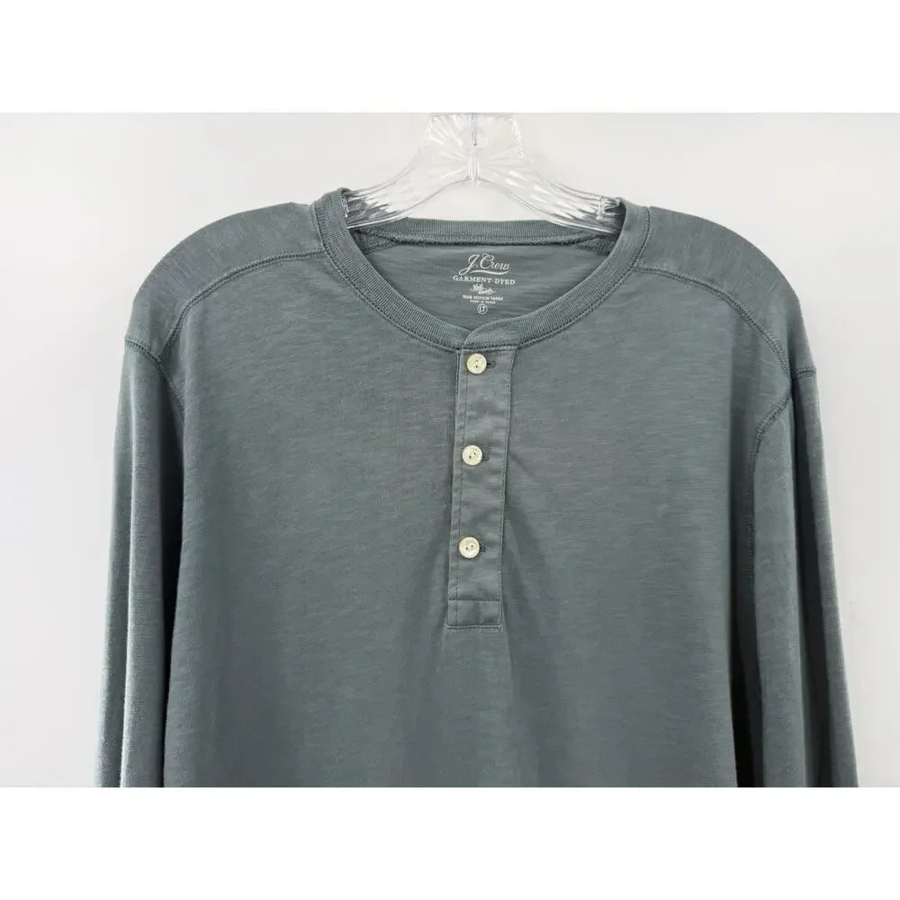 J. Crew Men’s Long Sleeve 3 Button Henley Cotton Classic Pullover Spruce Lg Tall